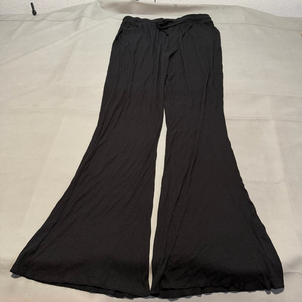 American Tall Women XLT Tall Black Ribbed Flare Lounge Pant High Rise Athliesure